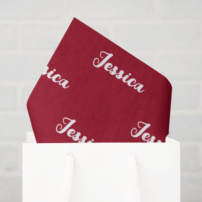 Deep crimson red minimalist monogram tissue paper (Gift Bag)