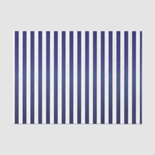 Deep Dark Blue and White Stripes Tissue Paper