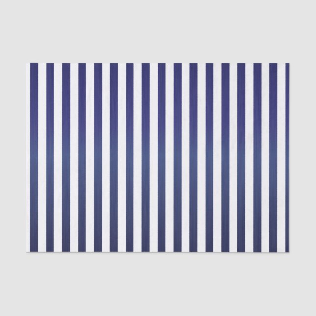 Deep Dark Blue and White Stripes Tissue Paper (Front)