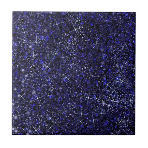 Deep Delft Midnight Blue Colour Faux Glitter Solid Tile