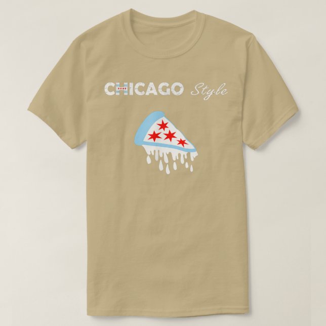 Deep Dish The Chicago Flag As Pizza  T-Shirt (Design Front)