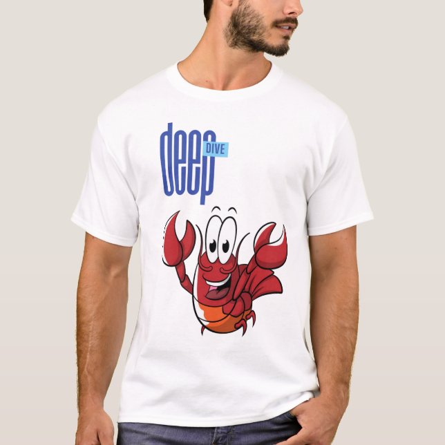 Deep Dive Crab Cartoon – Ocean Adventure T-Shirt (Front)