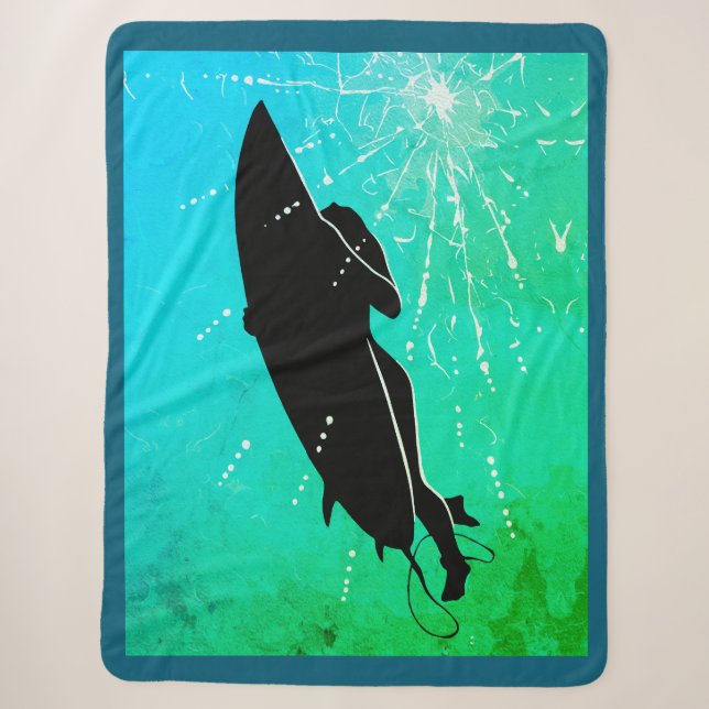 Deep Dive – Surfer's Underwater Journey Sherpa Blanket (Front)
