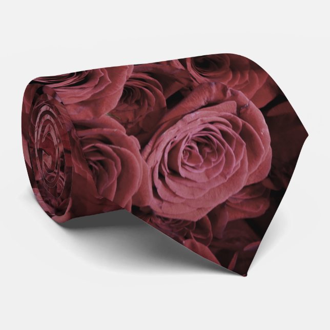 Deep dusty red Roses Tie (Rolled)