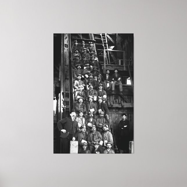 Deep Earth Miners Ready to Descend 1900 Canvas Print (Front)