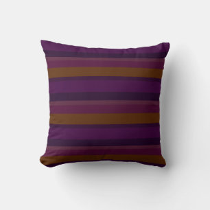 Deep Eggplant & Mustard Horizontal Stripes Cushion
