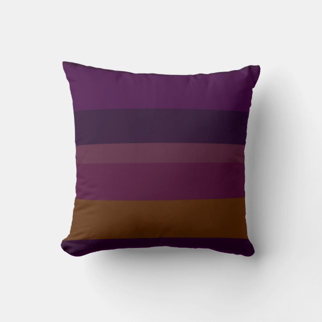 Deep Eggplant & Mustard Horizontal Stripes Cushion (Front)
