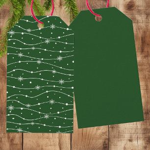Deep Elegant Green - Trendy Snowflakes - Gift Tags