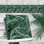 Deep Emerald and Pearl Mosaic Leaf Art Tile<br><div class="desc">Deep Emerald and Pearl Mosaic Leaf Art</div>