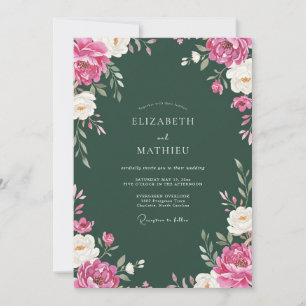 Deep Emerald Atmospheric Winter Wedding Invitation