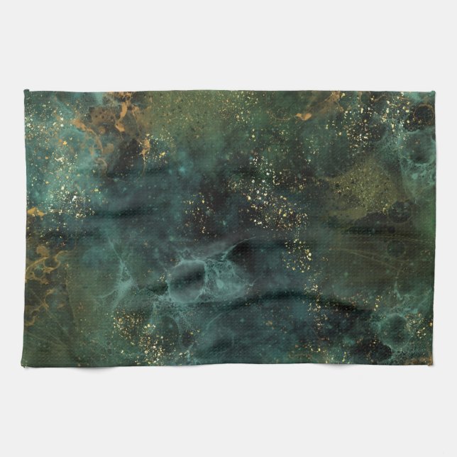 Deep Emerald Elegant  Tea Towel (Horizontal)