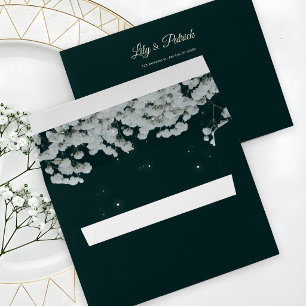 Deep Emerald Green baby's breath wedding Envelope
