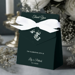 Deep Emerald Green baby's breath wedding  Favour Box