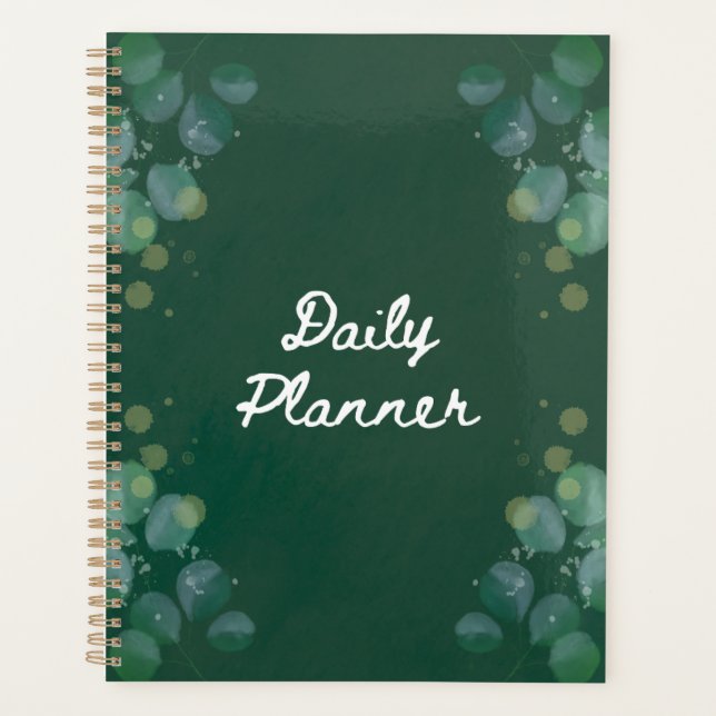 Deep Emerald Green & Modern Botanical Aesthetic Planner (Front)
