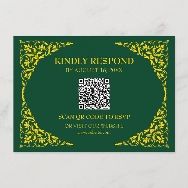 Deep Emerald QR RSVP Card (Front)