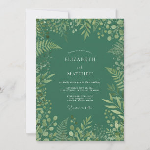 Deep Emerald Verdant Woodland Wedding Invitation
