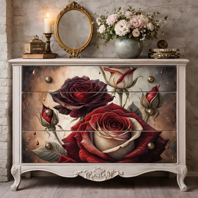 Deep Floral Red Roses Decoupage Tissue Paper (Deep Floral Red Roses Decoupage Tissue Paper)