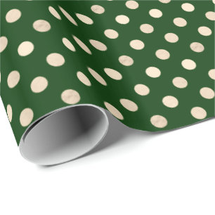 Deep Forest Green and Golden Dot Patterned Wrapping Paper