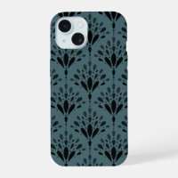 Deep Forest Green Botanical Folk Floral Art