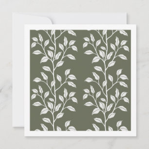 Deep Forest Green Leaf Botanical Silhouette Art Card