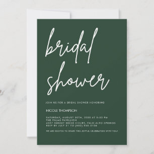Deep Forest Green Modern Bridal Shower Invitation 