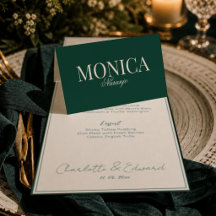 Deep forest green Wedding Place Card