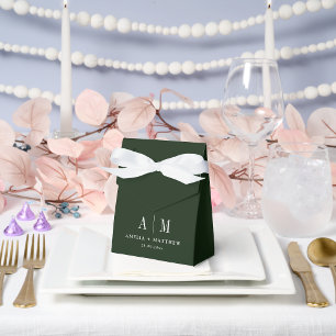 Deep Forest Green & White Elegant Luxury Wedding Favour Box