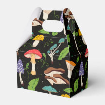 Deep Forest Magic: Colourful Mushrooms on Black