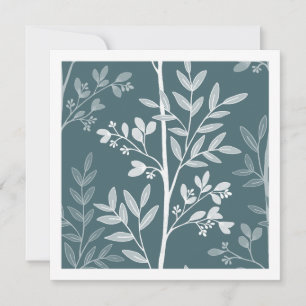 Deep Forest Mist Fine Floral Silhouette Art Card