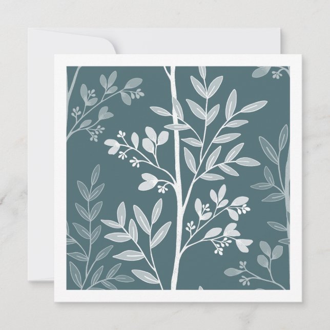 Deep Forest Mist Fine Floral Silhouette Art Card (Front)