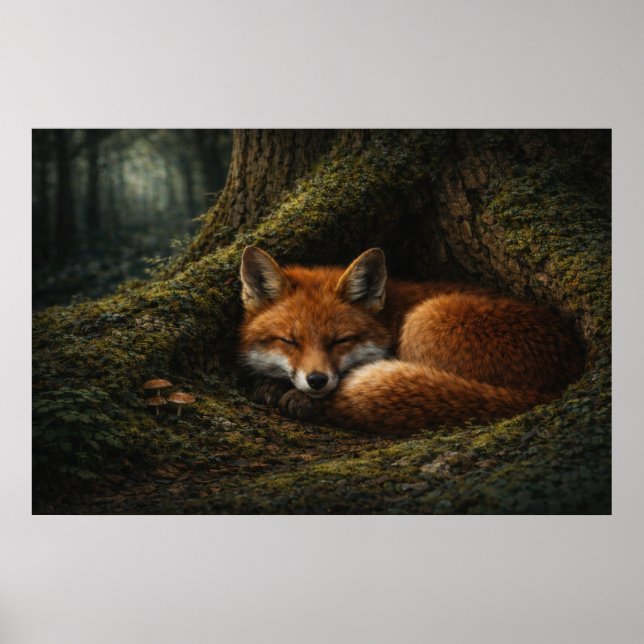 Deep Forest Slumber | Red Fox Art | Poster (Front)