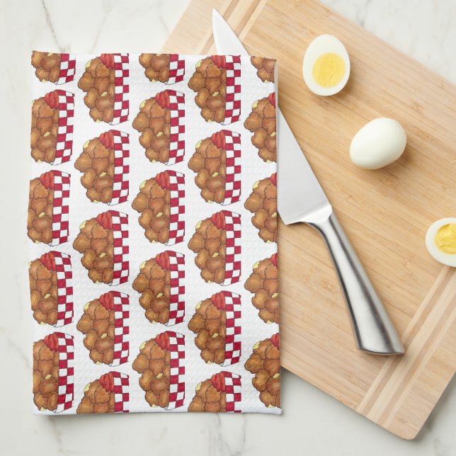 Deep Fried Cheese Curds Minnesota Wisconsin Food  Tea Towel (Quarter Fold)