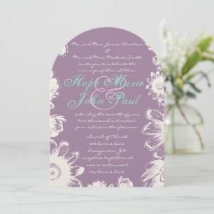 Deep Grape & Aqua Flower Wedding Invitation