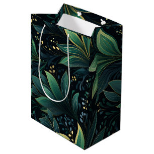 Deep Green and Blue Leafy Medium Gift Bag
