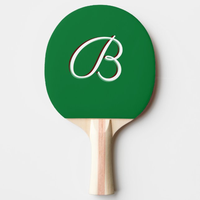 Deep Green Custom Monogram  Ping Pong Paddle (Front)