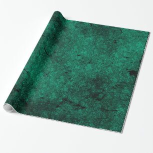Deep Green Distressed Goth Damask Wrapping Paper