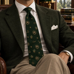 Deep Green Equestrian Heritage Riding Pattern Tie