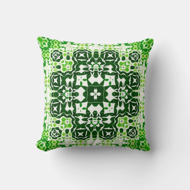 Deep Green Floral Echo Tile Geographic Pattern Cushion (Front)