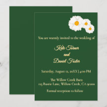 Deep Green Floral Wedding Invitation