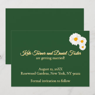Deep Green Floral Wedding Save the Date Invitation