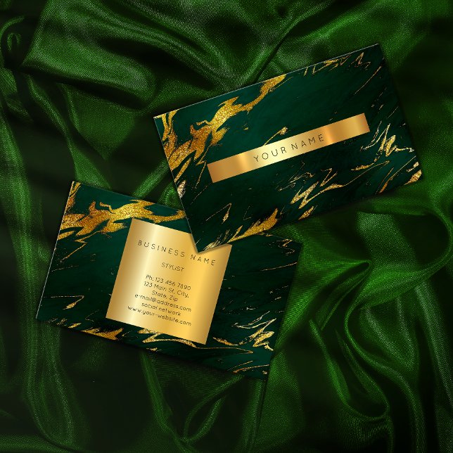 Deep Green Gold Marble Vip Business Card (Creator Uploaded)
