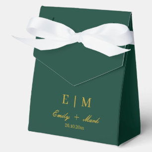 Deep Green Gold Wedding Favour Box Custom