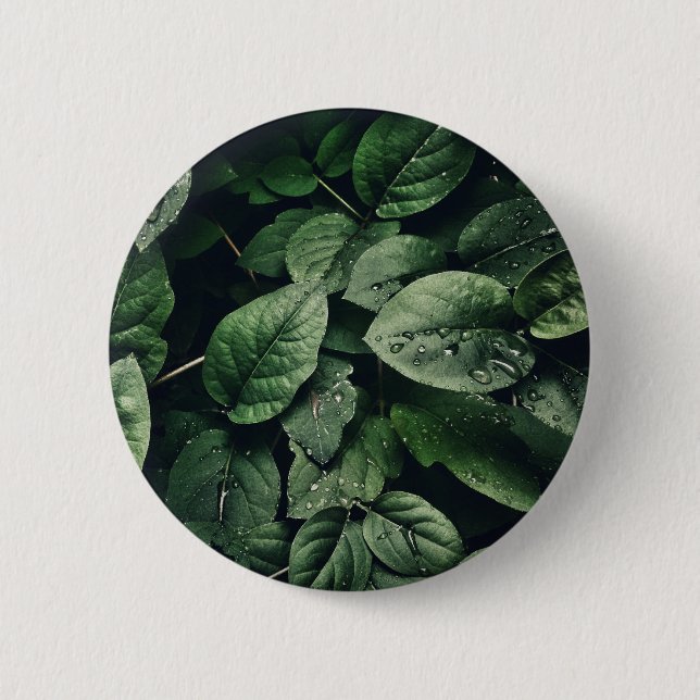 Deep Green Jungle Leaf Foliage 6 Cm Round Badge (Front)