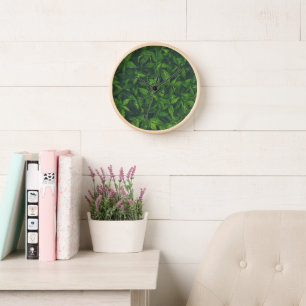 Deep Green Leaves Clock