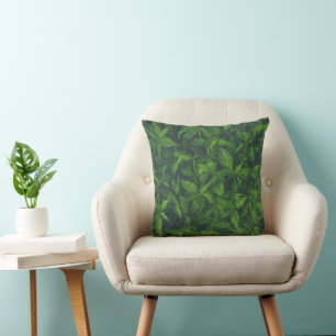 Deep Green Leaves  Cushion