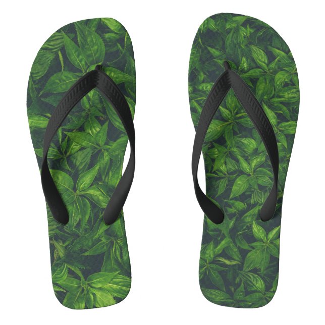 Deep Green Leaves  Jandals (Footbed)