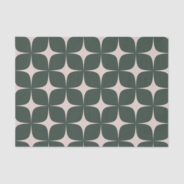 Deep Green Mid Century Modern Elegant Boho Tissue Paper (Front)