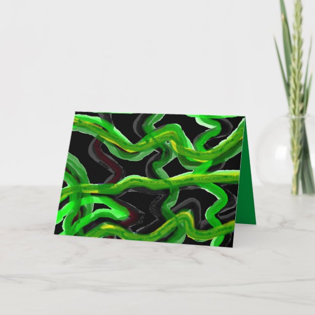 Deep green mixed colours art decor any occasion card (Front)