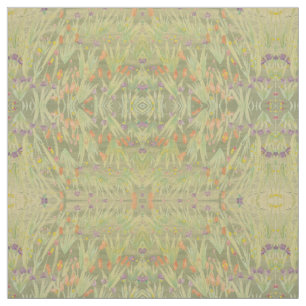 Deep Green Rusty Orange and Purple Fabric