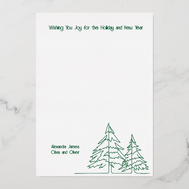 Deep Green Silver Graphic Christmas Tree Minimal   (Back)